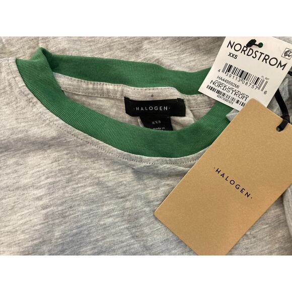 Halogen "All Luck" Embroidered St. Patrick's Day Tee Sz XXS/2X Small in Grey NWT - Picture 6 of 7